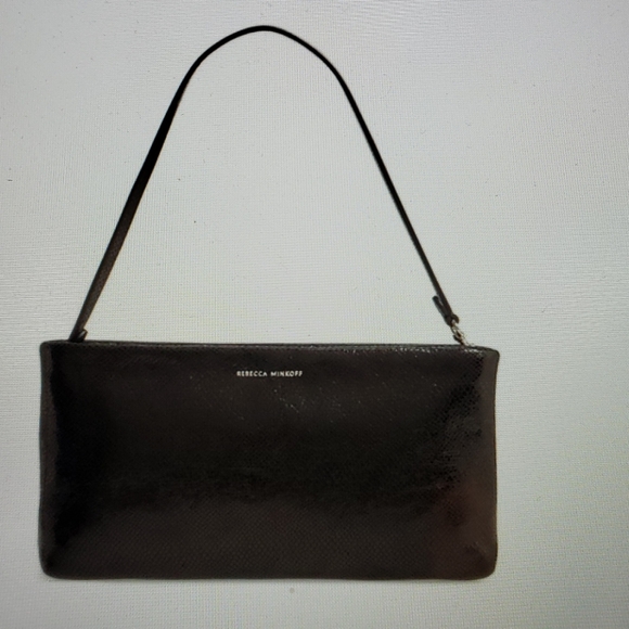 NEW REBECCA MINKOFF Croc Embossed Leather Clutch